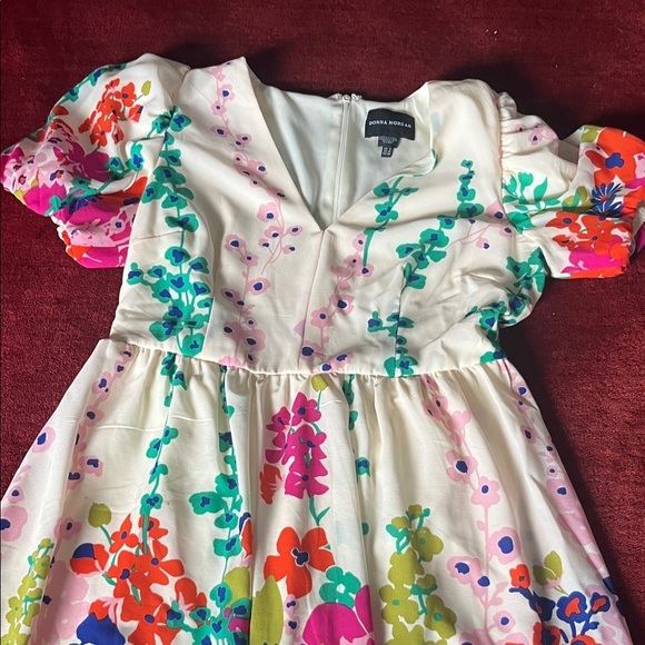 Donna Morgan Floral Puff-Sleeve Midi Dress - Picture 7 of 9